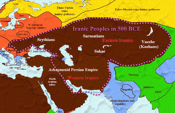 Iranic Eastern and Western Peoples Map